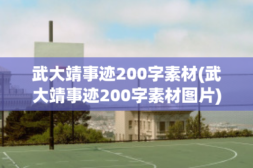 武大靖事迹200字素材(武大靖事迹200字素材图片)