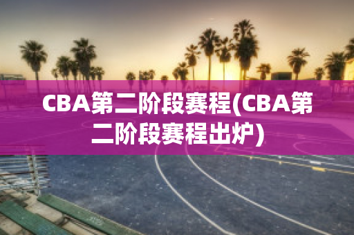 CBA第二阶段赛程(CBA第二阶段赛程出炉)