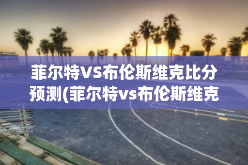 菲尔特VS布伦斯维克比分预测(菲尔特vs布伦斯维克比分预测最新)