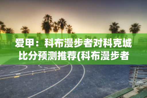 爱甲：科布漫步者对科克城比分预测推荐(科布漫步者vs条约联直播)